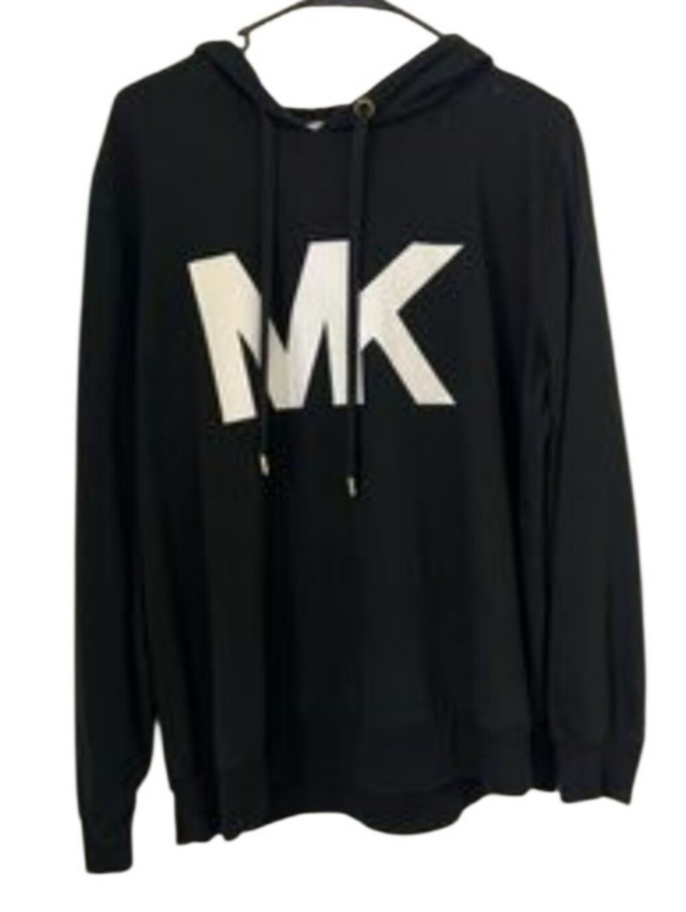 Michael Kors $80 Black Hoodie with Large White MK Logo Sz Sm